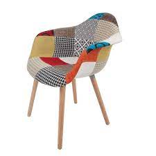 Stuhl patchwork mit bezug im modernen und farbenfrohen dessin! Bunter Patchwork Stuhl Mit Armlehnen Holzgestell Buche Mino 2er Set