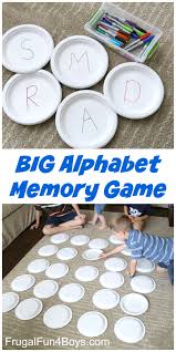 Each tree has a lowercase and uppercase letter printed on it. Paper Plate Big Alphabet Memory Game Frugal Fun For Boys And Girls