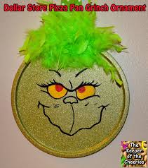 Dollar Store Pizza Pan Grinch Ornament Grinch Christmas Decorations Grinch Ornaments Grinch Crafts