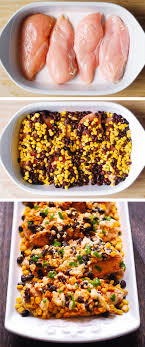 Mexican Street Corn Black Bean Chicken Bake With Chili Powder And Cotija Cheese Mexican Recipes Food Baked Chicken