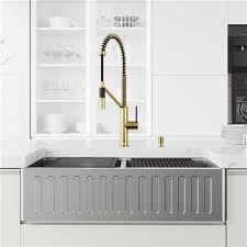 Maybe you would like to learn more about one of these? Vigo Oxford Stainless Steel Kitchen Sink With Matte Gold Faucet 41 In Vg15961 Rona