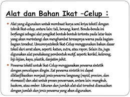 5 pengertian ikat celup teknik ikat celup (tie dye) yang banyak kita kenal sekarang ini pada awalnya berasal dari timur jauh, sekitar 47 proses pembuatan batik dengan tempelan kertas dan teknik semprot siapkan bahan dan alat yang akan digunakan kemudian buatlah. Tekhnik Batik Ikat Celup Kewirausahaan