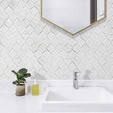 Glass, mirror and mosaics can create kitchen beauty in a range the backsplash could be considered the most important part of your kitchen's design. Specialty Carrara Jazz White Marble Stone Bath Wall And Floor Mosaic Tile Kitchen Backsplash