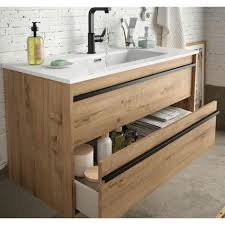 Deciso e invitante, uno stile che miscela l'estetica piu' elegante con sfumature pastello. Mobile Bagno Sospeso 100 Cm Nevada In Legno Rovere Ostippo Con Lavabo In Porcellana 100