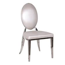 White Oval Back Chrome Frame Dining Chair H93 X W49 X D54cm Exi0442 265 49 Exclusive Interio Metal Dining Chairs High Back Dining Chairs Dining Chairs