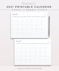 Rosemary 2021 Calendar One Page Monthly Planner Printable Planner Inserts Dated Monthly Calendar 2021 Planner Refill Simple Printable In 2020 Planner Inserts Printable Monthly Planner Printable Printable Planner