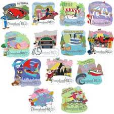 Disneyland Attractions 65th Anniversary Pin Collection Disney Pins Blog In 2020 Disneyland Attractions Disney Pins Disneyland