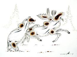 Bear And Moose Contemporary Canadian Native Inuit Aboriginal Art Bearclaw Gallery Painting Art Native American Artists