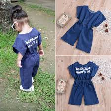 Details About Us Fashion Infant Toddler Girls Letter Denim Jumpsuit Casual Rompers Outfits Set