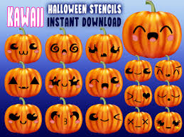 Kawaii Cute Chibi Halloween Pumpkin Stencil. Easy to Use Print at Home  Stencils. - Etsy