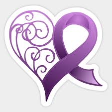 The meaning behind an awareness ribbon depends on its colors and pattern. Purple Ribbon With Heart Purple Ribbon Sticker Teepublic