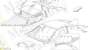 High quality ferrari f355 parts for sale. 105 Roof Outer Trims Parts Diagram For Ferrari F355 B Gts Spider Mo 5 2 Abs Bosch F1 Maranello Classic Parts