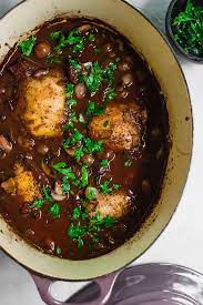 Step By Step Instructions For Julia Child S Coq Au Vin With Stewed Chicken In A Rich Buttery Red Wine Sauce With Sau Wine Recipes Coq Au Vin Recipe Coq Au Vin