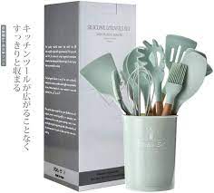 amazon co jp shumeifang キッチンツール 調理器具 11点セット 木製キッチンツール クッキングツール 器具 台所用品 耐熱シリコン 日本食品安全認証済み fda認証済み 調理 料理 製菓器具 フライ返し グリーン ホーム キッチン キッチンツール キッチン キッチン用品