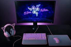 Gamer Girl Must Haves Hot Pink Headsets Mice And More On Realgear Gone Are The Days When Video Games We Computer Setup Gaming Room Setup Video Game Rooms