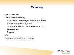 Format, requirements, and grading rubric i. Critical Reflective Writing