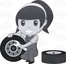 Girl Mechanic Turning A Wheel Nut Using Wrench Automechanic Automobilemechanic Bolt Carmechanic Cartoon Craftswom Girl Mechanics Mobile Mechanic Mechanic