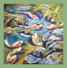 Koi Pond By Simran Koi Fish Painting Fish Painting