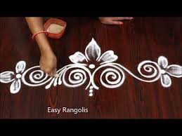 2 Creative Simple Sides Border Rangoli Simple Easy Rangoli Designs Youtube In 2020 Rangoli Side Designs Simple Flower Design Very Easy Rangoli Designs
