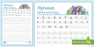 A, b, c, d, e, f, g, h, i, j, k, l, m, n, o, p, . Handwriting Practice Worksheet Alphabet Write And Copy