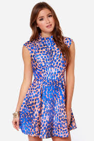 Cameo Night Sky Cobalt Blue Leopard Print Dress Pretty Blue Dress Leopard Print Dress Dresses