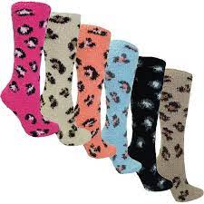 Colorful 6 Pack Leopard Print Knee High Fuzzy Socks High Fuzzy Socks Fuzzy Socks Knee High