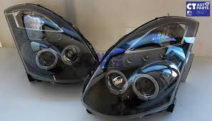 Black Led Drl Angel Eyes Projector Head Lights For 01 06 Nissan Skyline 350gt Infiniti G35 V35 Coupe Ct Autoparts