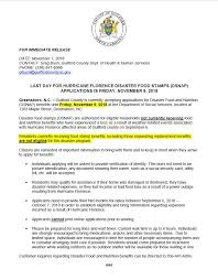 Learn about food stamps and the food stamp program in this article. Guilford County On Twitter Last Day For Guilfordcounty Citizens To Apply For Hurricane Florence Dsnap Benefits Is Friday November 9 2018