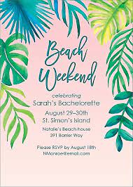 Blue flamingo summer pool party invitation. Beach Weekend Bachelorette Party Invitation Paper Source