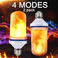 Omicoo 2 Pack Led Flame Effect Fire Light Bulbs E26 E27 4 Modes With Upside Down Effect Simulated Decorative Light Atmosphere Lighting V Lamp Bulb Bubble Lamps