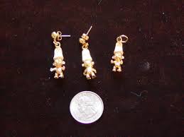 Costume Jewelry Set of Trolls Earrings and matching Charm