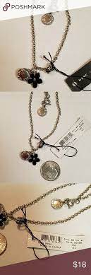 Marc By Marc Jacobs Silver And Black Necklace Black Necklace Flower Charm Necklace Necklace