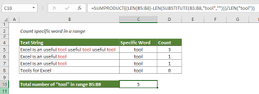 Wörter in excel zählen beispiel. Zahlen Sie Bestimmte Worter In Einem Bereich In Excel