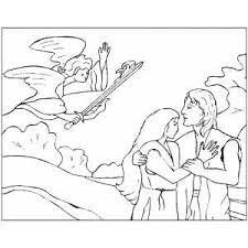 This is a reproduction of an old painting on glass, representing the temptation of adam and eve by the serpent in the garden of i create paintings and graphics in my late father's studio, this being the place in which i have learned and developed the passion for colors, for the. Angel Banishing Adam And Eve From Paradise Coloring Page