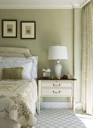 Pale sage walls, painted in a color like cool cucumber, set a simultaneously eclectic and ethereal tone in scott and jacqui scoggin's guest bedroom in tacoma. Playful Pied A Terre Home Design Magazine Green Bedroom Walls Sage Green Bedroom Green Master Bedroom