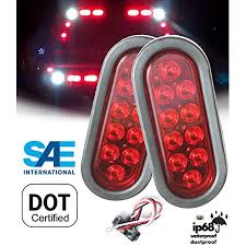 Pair 2 Pieces Solid Led 6 Oval Red Brake Stop Turn Tail Marker Signal Light For Truck Trailer Tractor Jeep W Grommet Pigtail Kit Dot Sae Approved Walmart In