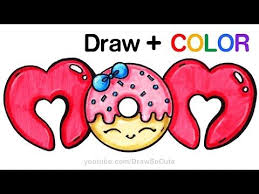 How To Draw Color Mom Bubble Letters With Donut Step By Step Cute Cute Drawings Kawaii Drawings Cute Food Drawings
