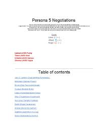 This guide is only for confidants that require dialogue choices to progress, so ones that are automatically leveled up through the story (such as magician) or those that require other means click here if you're looking for the full persona 5 royal confidant guide as there are a couple of changes. Persona 5 Negotiations Pdf Anger