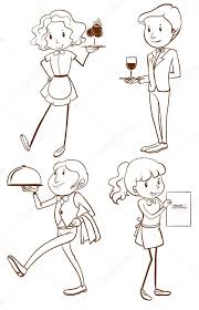 Scarica Semplici Disegni Di Camerieri E Cameriere Illustrazione Stock Disegni Camerieri Cameriere