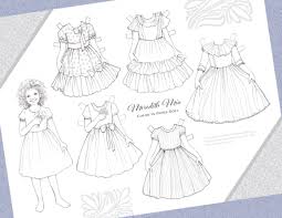 Paper doll & clothing on one image, can also post paper doll bases here for others to use for making clothing. Free Printable Color In Paper Doll With Dresses Money Saving Mom