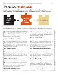 This question helps students become aware that. Inference Task Cards Worksheet Education Com