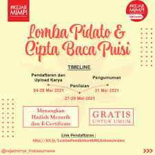Berikut ini contoh puisi 3 bait. Peringati Hardiknas Kejar Mimpi Lhokseumawe Adakan Lomba Puisi Dan Pidato Dengan Hadiah Jutaan Rupiah Ini Infonya Topik Terkini