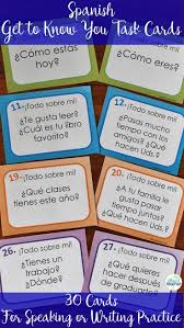 Spanish Task Cards All About Me Task Cards Teaching Spanish Spanish Language Learning