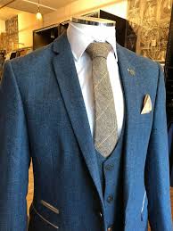 Formal Men Clothes Mens 3 Pcs Blue Herringbone Vintage Tweed Check Tuxedos Groom In 2020 Vintage Wedding Suits Mens Fashion Suits Tweed Suits
