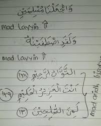 Berikut di bawah ini adalah contoh mad lin pada huruf ya' sukun. Contoh Mad Far I Mad Iwadh Mad Layyin Mad Aridh Lissukun Contoh Di Surah Albaqarah Ayat 128 130 Brainly Co Id