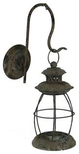 Rustic wrought iron wall candle holders. Rustic Distressed Metal Wall Mounted Vintage Lantern Hanging Candle Sconce Beach Style Candleholders By Zeckos Houzz