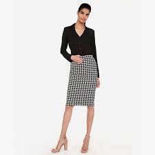 Black And White Houndstooth Skirt Outfit High Waisted Houndstooth Fitted Pencil Skirt Black And White Women S Xs Fitted Pencil Skirts Pencil Skirt Long Skirt Outfits For Summer