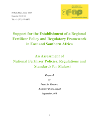 Pdf An Assessment Of National Fertilizer Policies Regulations And Standards For Malawi