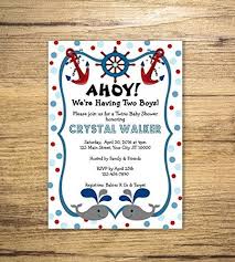A hi everyone, please come and join us to my friends, justin and claudia baby shower party. Amazon Com Nautical Twins Baby Shower Invitation Custom Twins Baby Whale Nautical Theme Baby Shower Invite Blue And Red Polka Dots Twin Boys Invitation Handmade