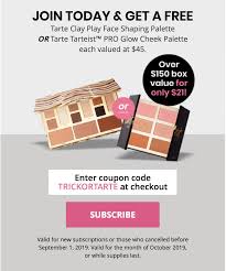 Apply tarte cosmetics discount code during payment to redeem the benefits valid for all users Boxycharm Coupon Free Tarte Face Shaping Palette Or Tarteist Pro Glow Cheek Palette 45 Value Hello Subscription